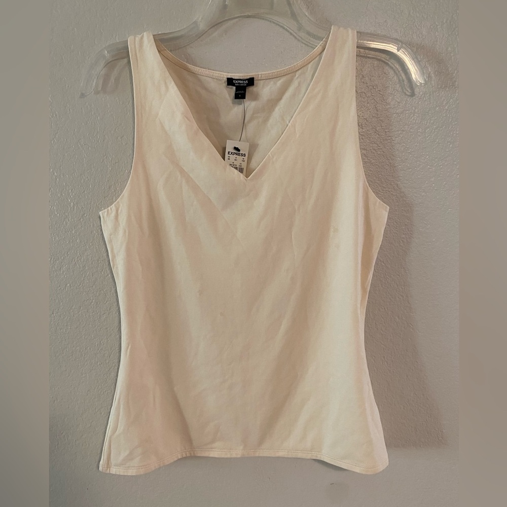 Express Ivory V-Neck Tank Top
